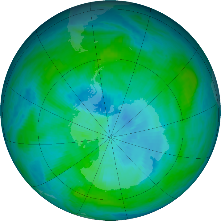 Antarctic ozone map for 23 February 1985